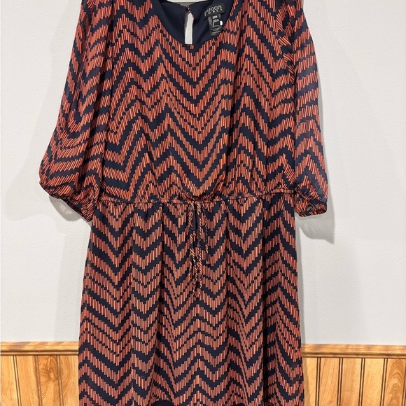 Plus Size  Navy and Orange Long Sleeve Dress Size 20 Enfocus Women - Picture 4 of 4